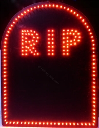 PRODUCT PHOTO: OFFSPEC:  RIP Tombstone Grave Marker - LED/Incandescent Mini Lights