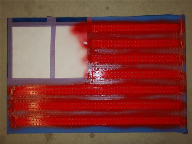 Red strips painted
