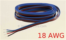 PRODUCT PHOTO:  4 Conductor 18 AWG Extension Cable for RGB Dumb / Pixel / Smart Lights - 1 Ft / FLAT