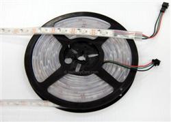 PRODUCT PHOTO: Smart / Pixel LED RGB Strip 30 LEDs/m 30 Pixels/m Waterproof Tube (16ft-6in/5 meter Roll) - 12v / INK1003 (WS2811 clone) - White PCB Background