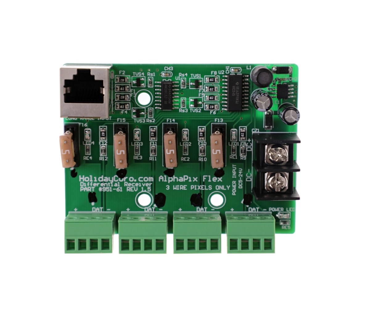 Flex Expansion Board System - (Requires Port Flex (non-Daisy Long Differential Range Board) Fuses Blade Range 4 Long Chaining) End-Point REGULAR Receiver Expansion 